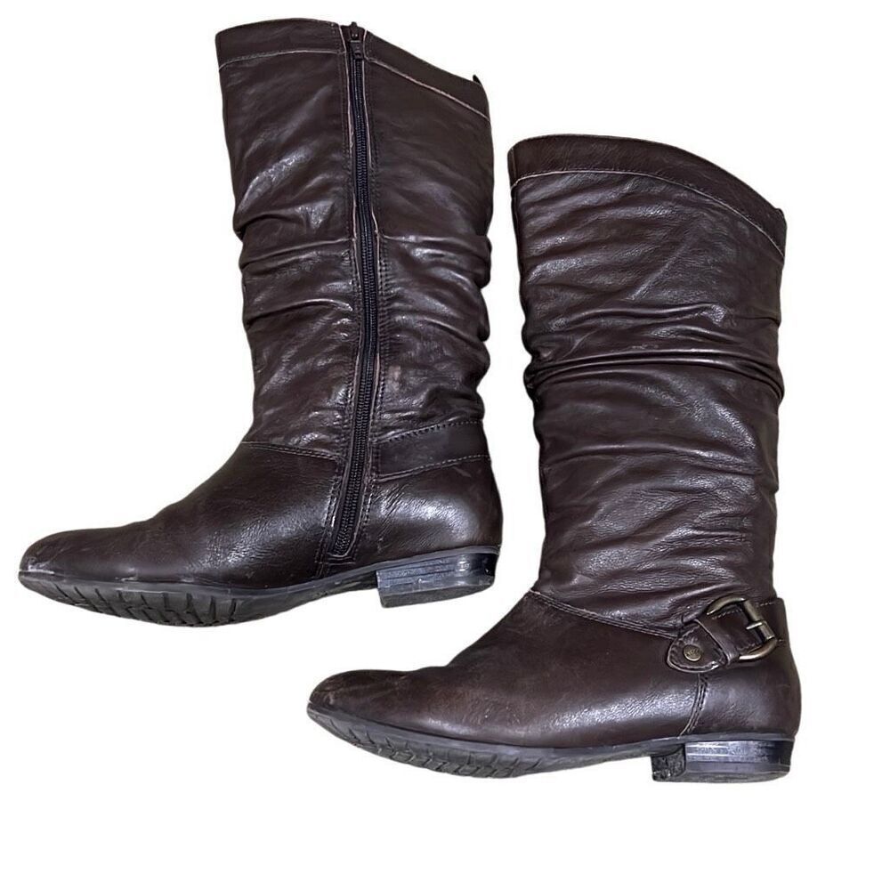 Aldo Women’s 6.5 37 Tall Over the Calf Brown Boots with Full Side Zip